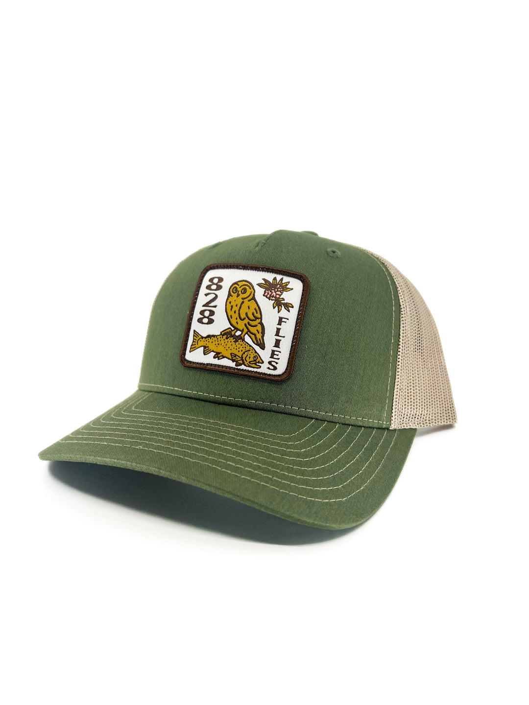 828 Trucker Hat - Fowl Hooked Split Army Olive/Tan OSFM (NEW)