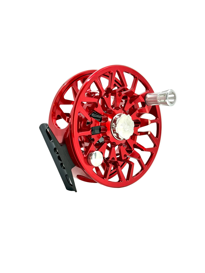 Abel Reels SDS 9/10 Ported Red w/ Blue III Drag Knob & Platinum Handle (CUSTOM IN STOCK)