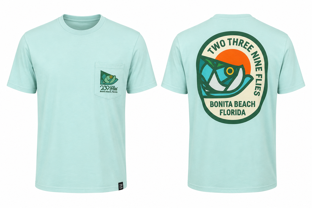 239Flies Elevated Tee - Aqua Stained Glass Tarpon