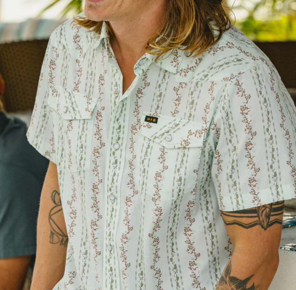 Howler Bros - H Bar B Snapshirt Hibiscus Ribbons : Mint